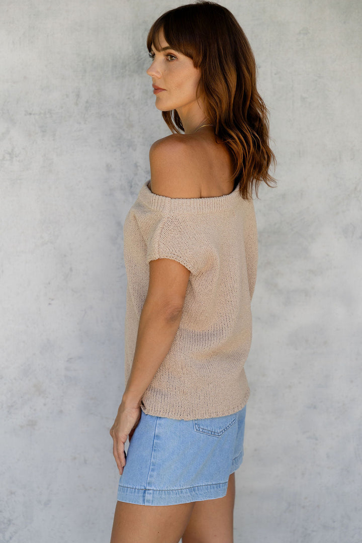 Avalon Off-The-Shoulder Top - Latte