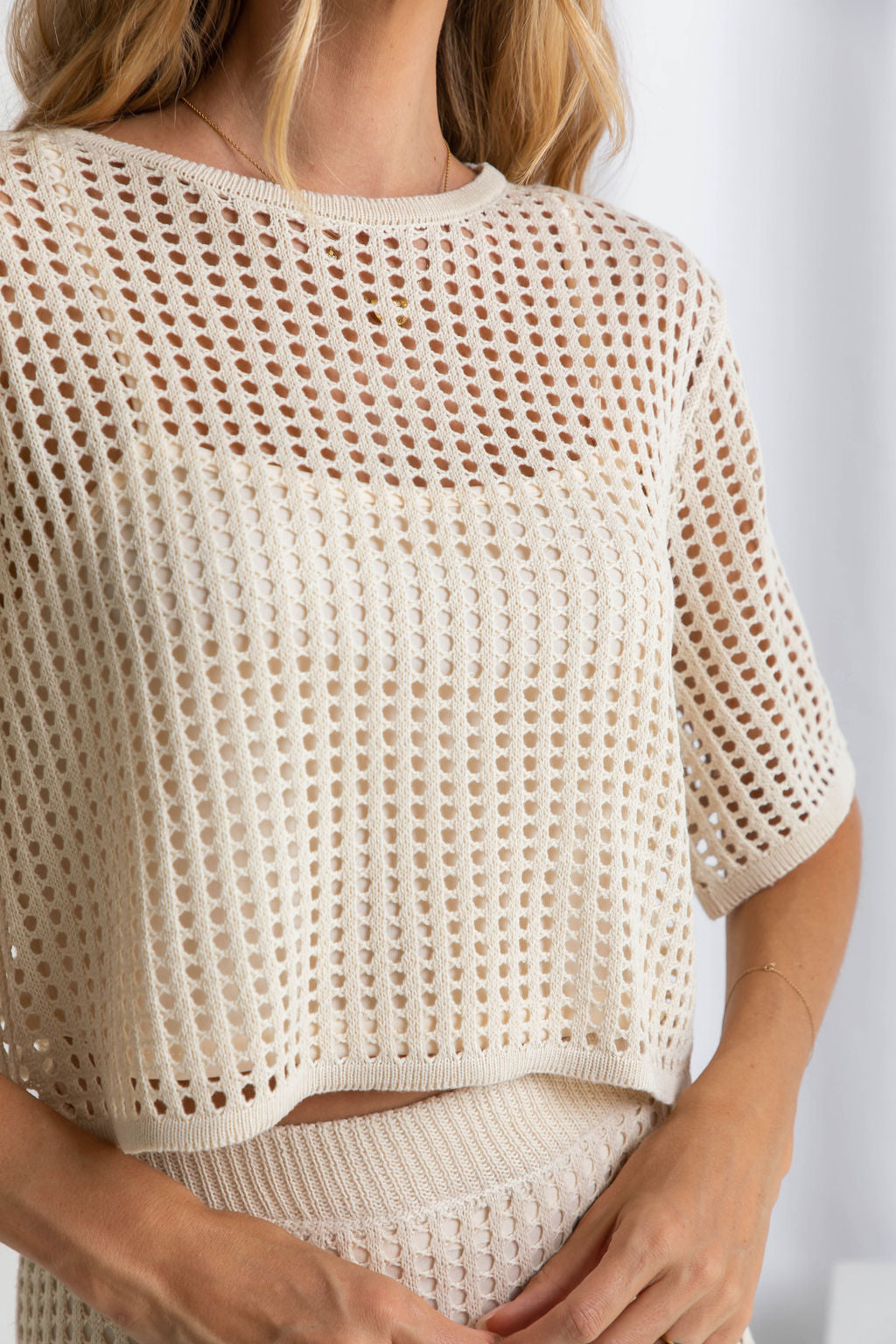 Isabel Crochet Crop Top - Natural