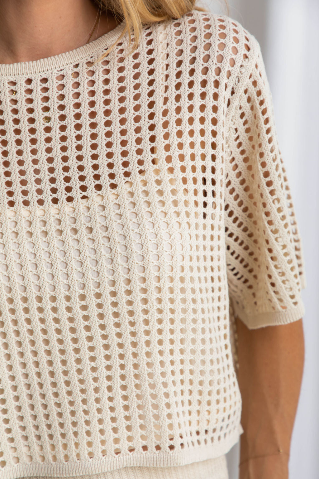 Isabel Crochet Crop Top - Natural