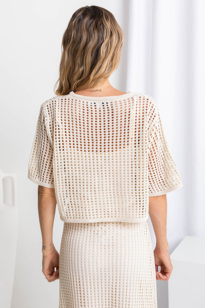 Isabel Crochet Crop Top - Natural