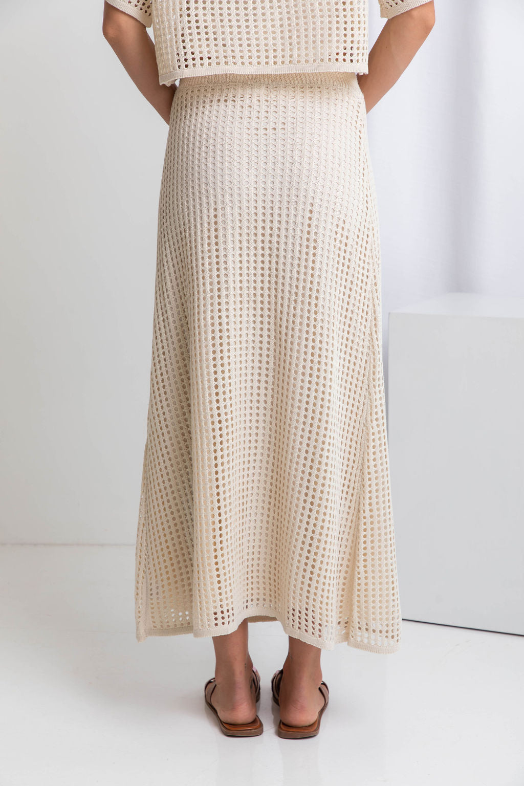 Florence Crochet Midi Skirt - Natural