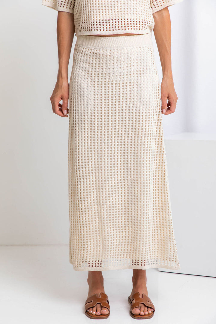 Florence Crochet Midi Skirt - Natural