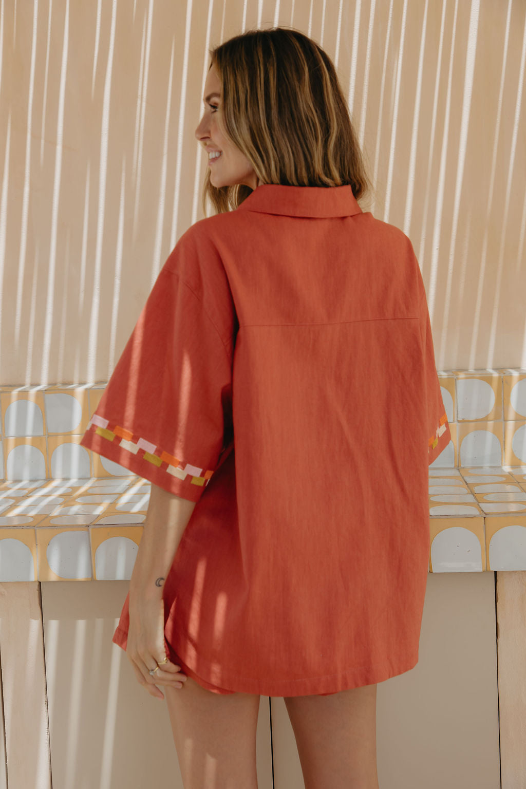 Pia Linen Shirt - Papaya