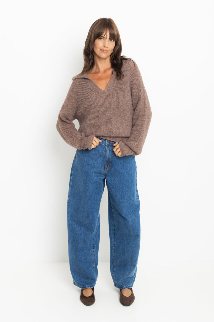 Bodhi Barrel Denim Jeans - Mid Blue Wash - The Self Styler Exclusive