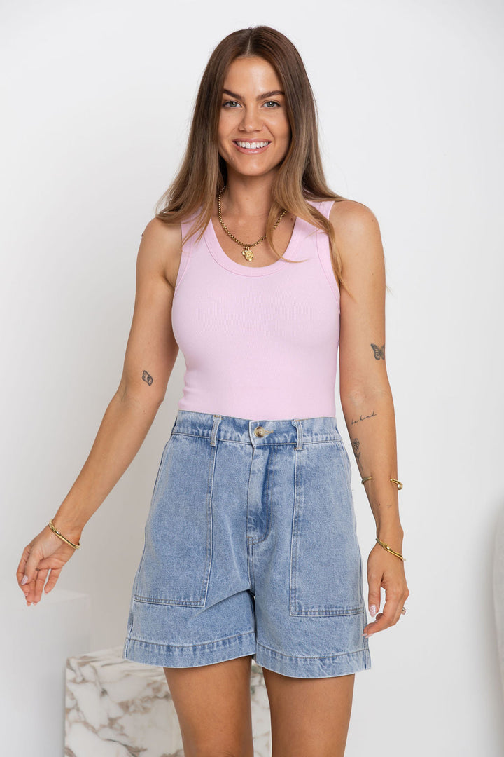 Leni Scoop Tank - Pink