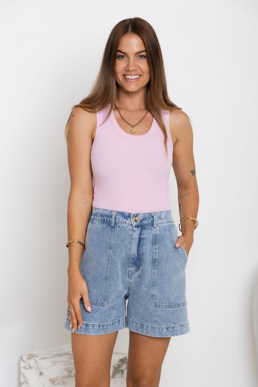 Leni Scoop Tank - Pink