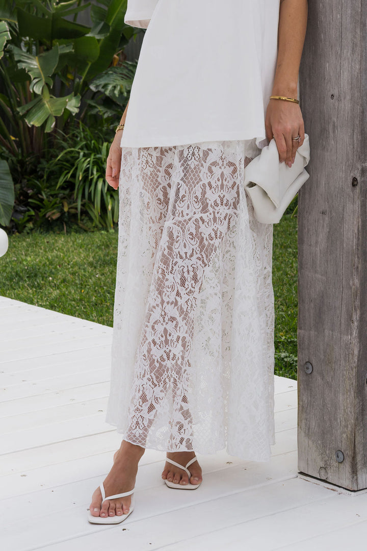 Zahra Lace Skirt - White
