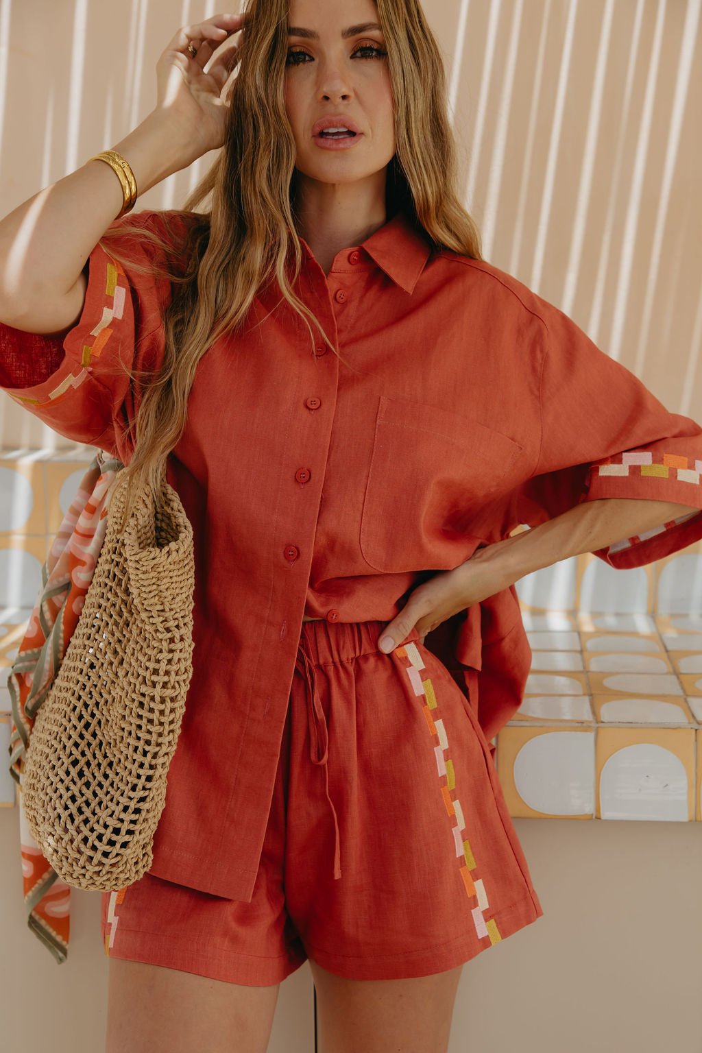 Pia Linen Shirt - Papaya
