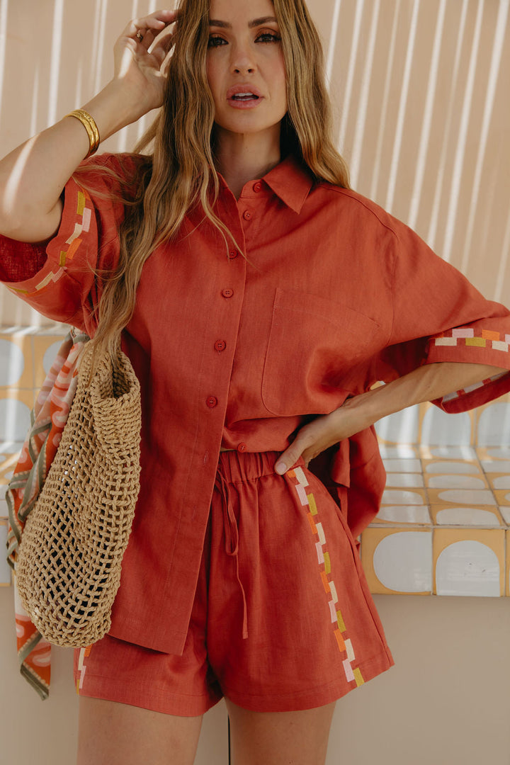 Pia Linen Shirt - Papaya