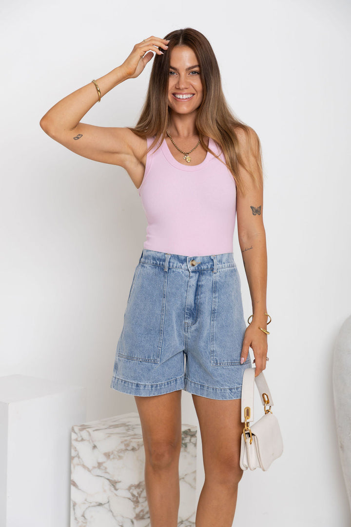 Leni Scoop Tank - Pink