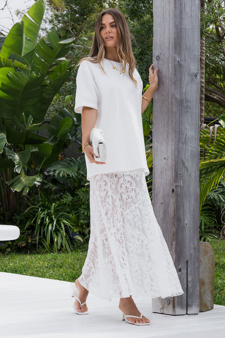 Zahra Lace Skirt - White