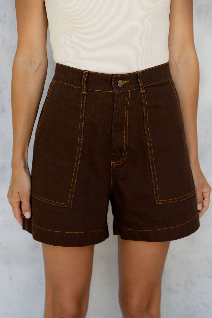 Byron Denim Shorts - Espresso