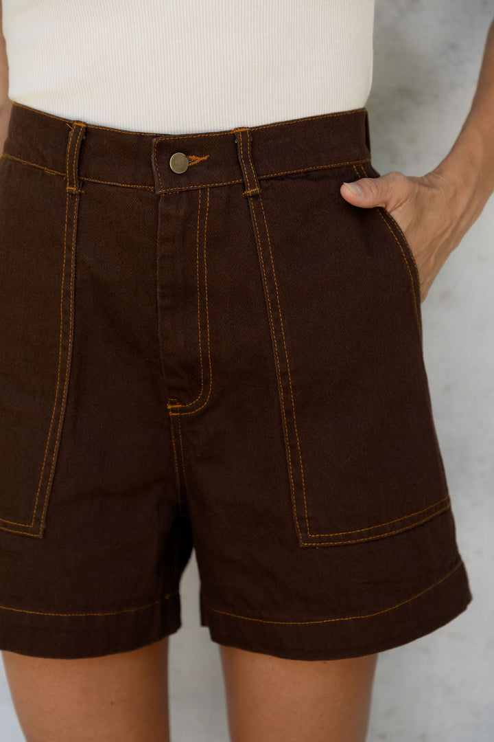 Byron Denim Shorts - Espresso