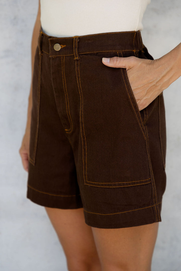 Byron Denim Shorts - Espresso