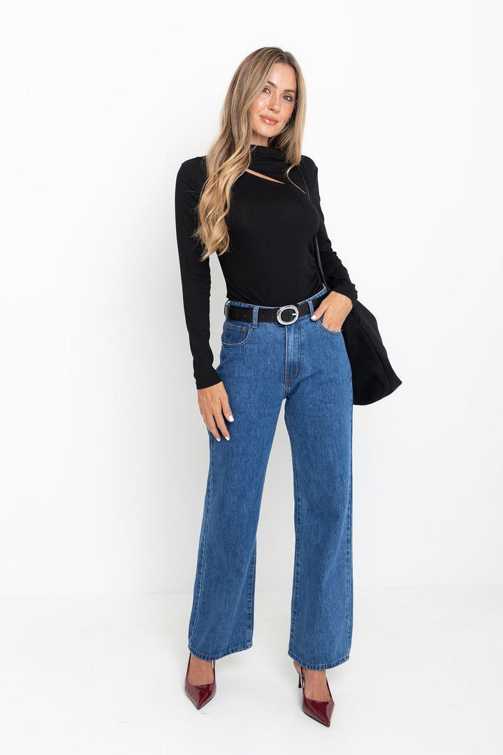 Carolyn Long Sleeve Top - Black