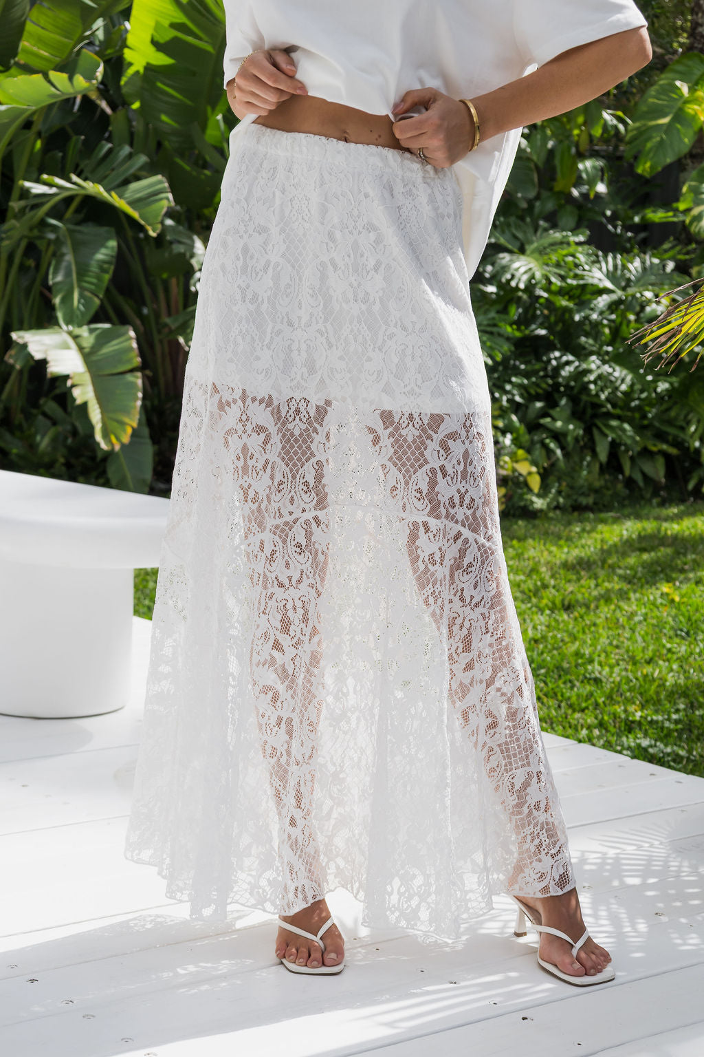 Zahra Lace Skirt - White