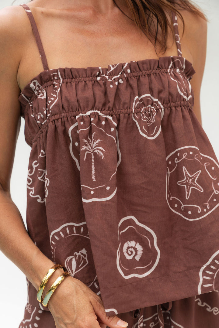 Myra Cami Top - Hayman Print - Choc