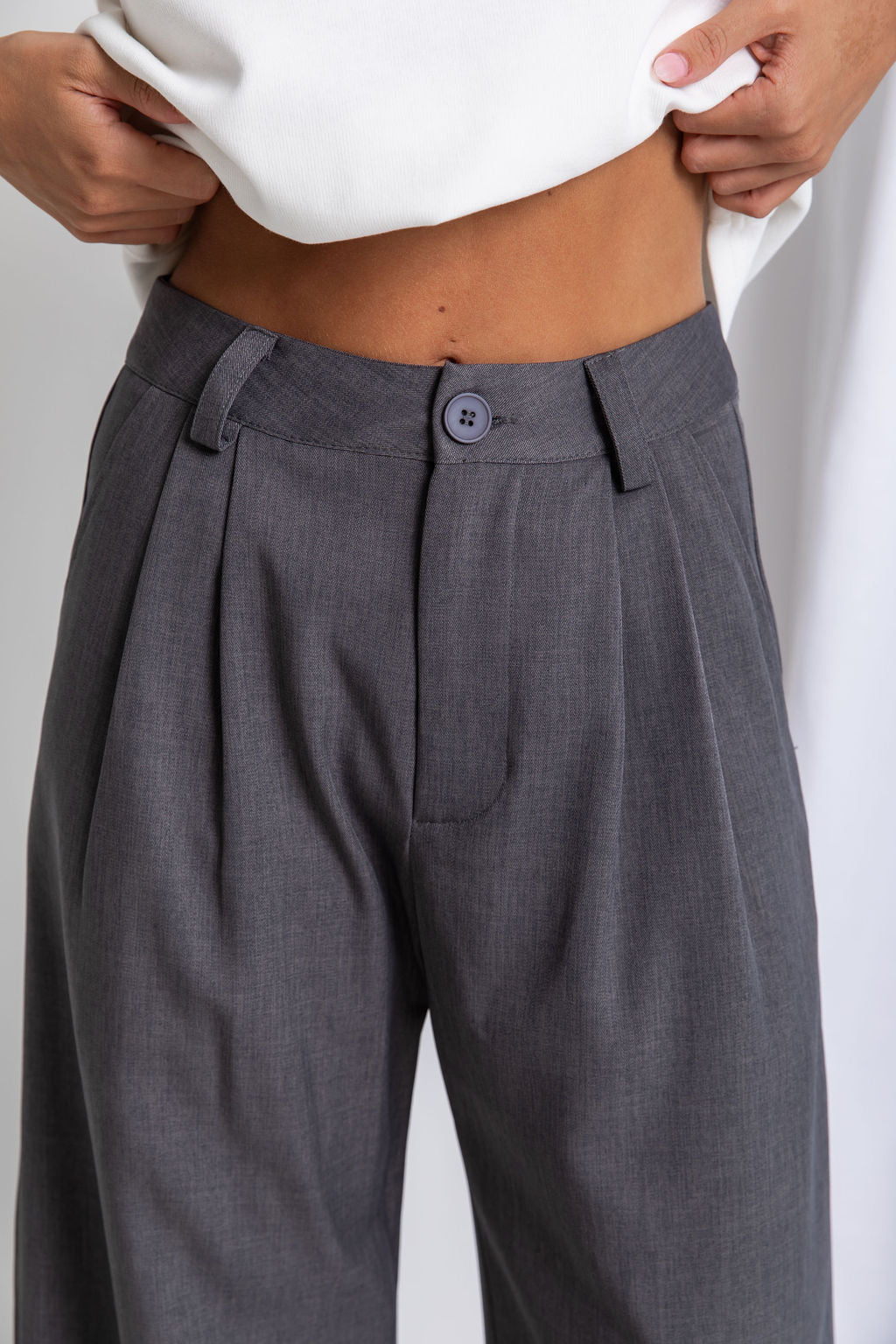 Asher Wide-Leg Pants - Dark Grey