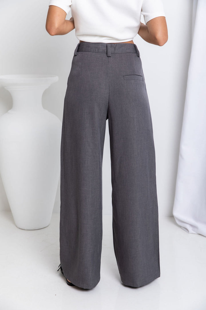 Asher Wide-Leg Pants - Dark Grey