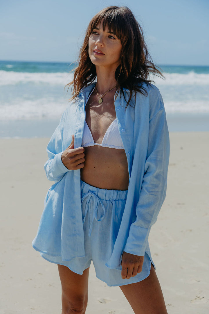 Ada Relaxed-Fit Linen Shirt - Blue