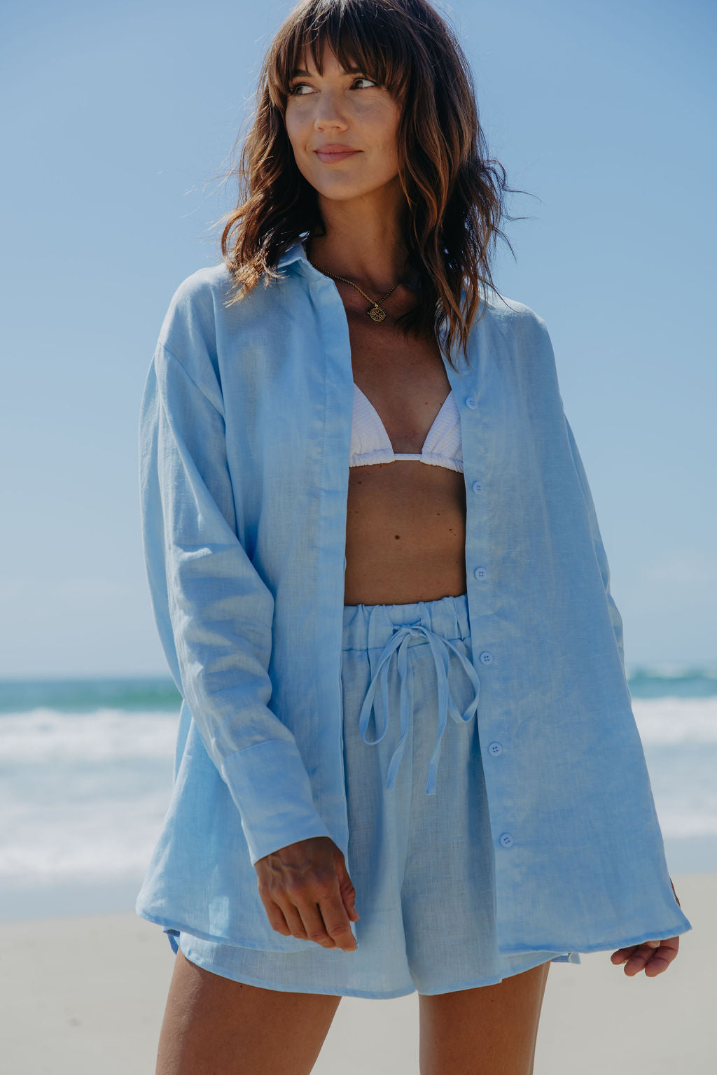 Ada Relaxed-Fit Linen Shirt - Blue