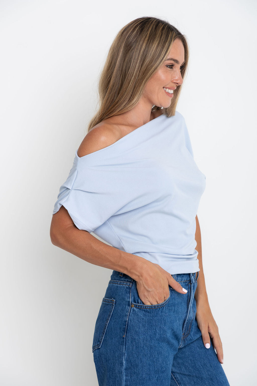 Jaimie Off-The Shoulder Top - Light Blue