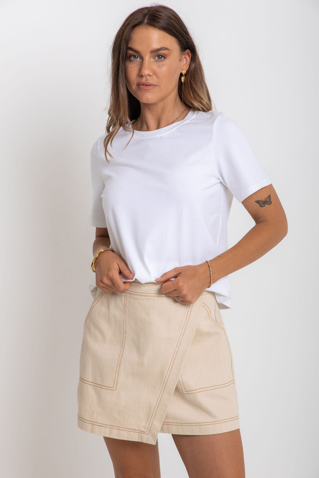 Sienna Denim Mini Skirt - Chai