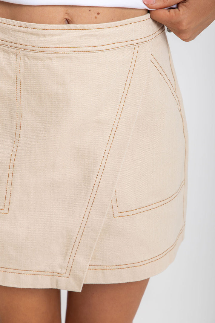 Sienna Denim Mini Skirt - Chai
