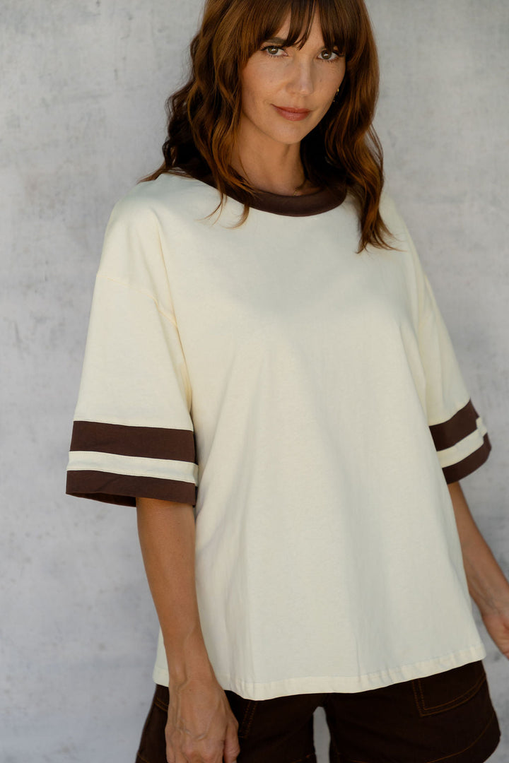 Blake Relaxed-Fit Stripe Tee - Yellow and Chocolate