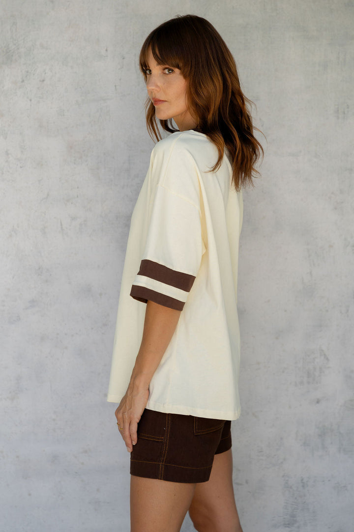 Blake Relaxed-Fit Stripe Tee - Yellow and Chocolate