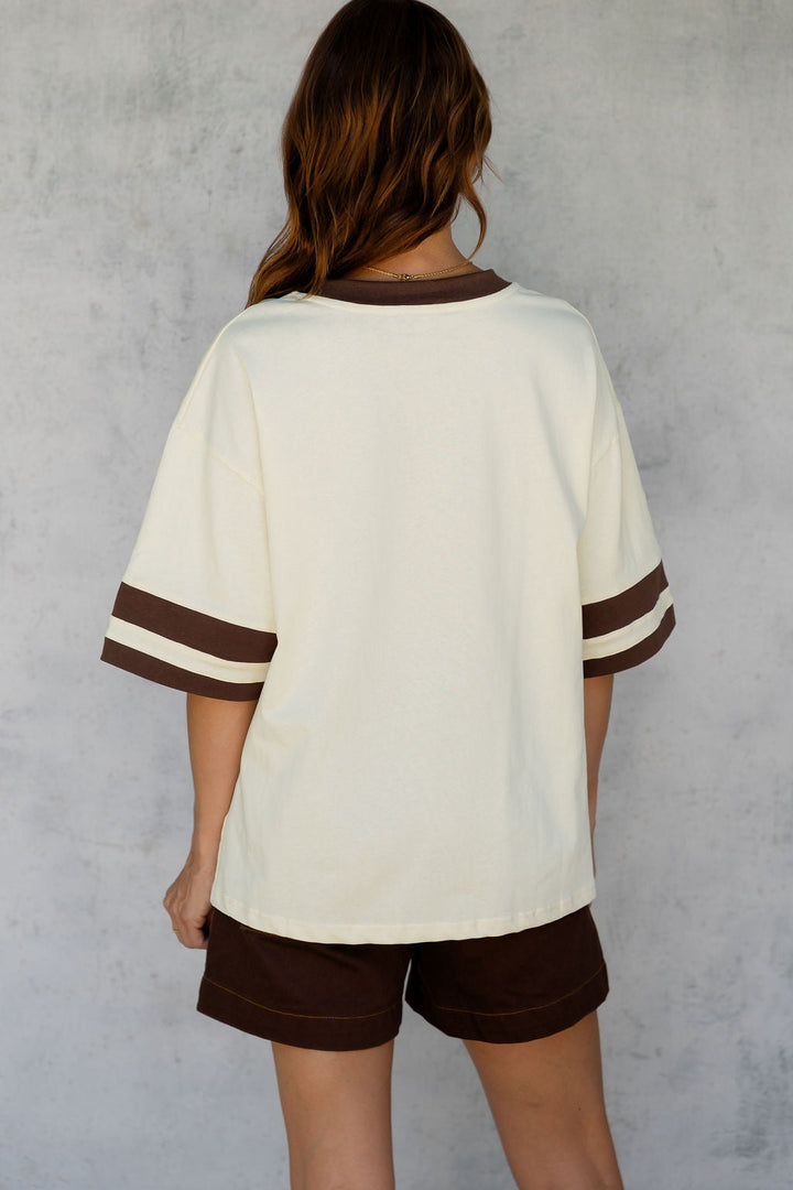 Blake Relaxed-Fit Stripe Tee - Yellow and Chocolate