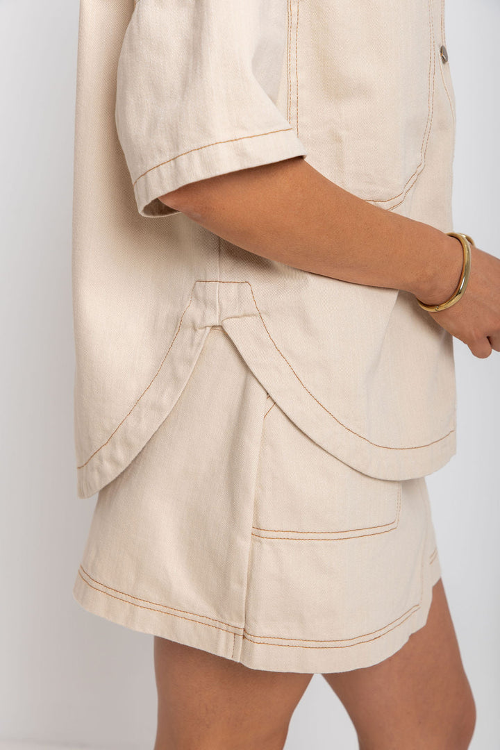 Juno Oversized Denim Shirt - Chai