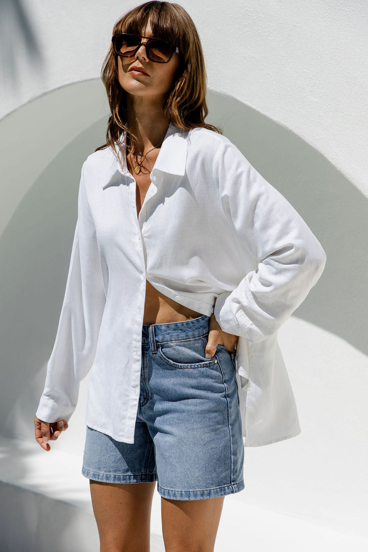 Kent Long Sleeve Shirt - Ivory White