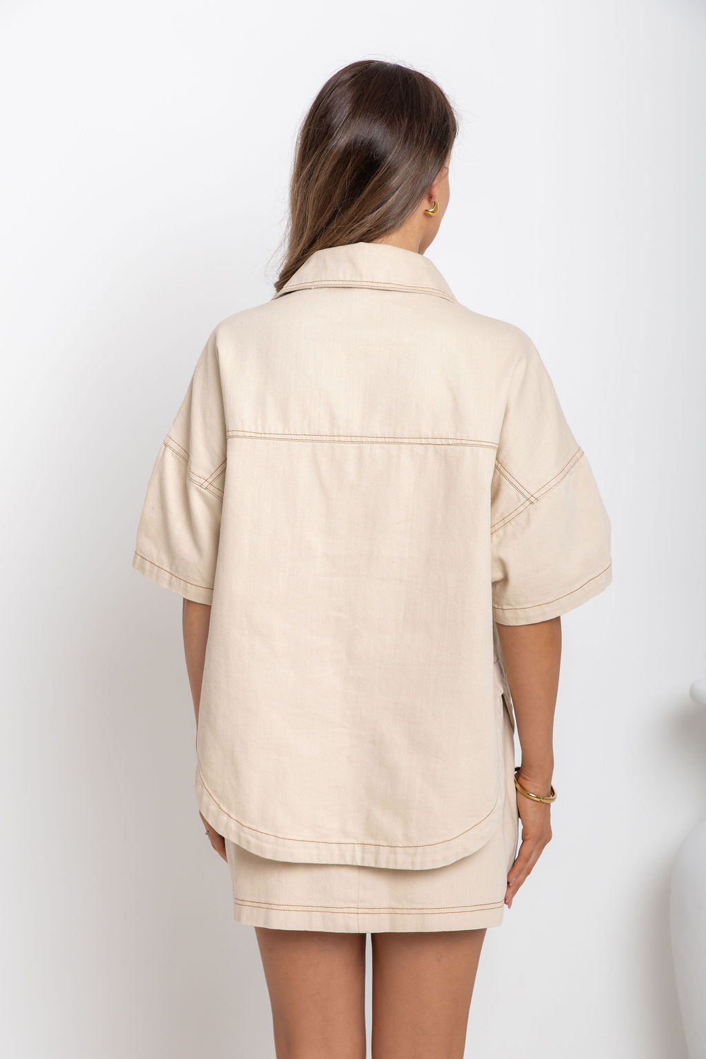 Juno Oversized Denim Shirt - Chai