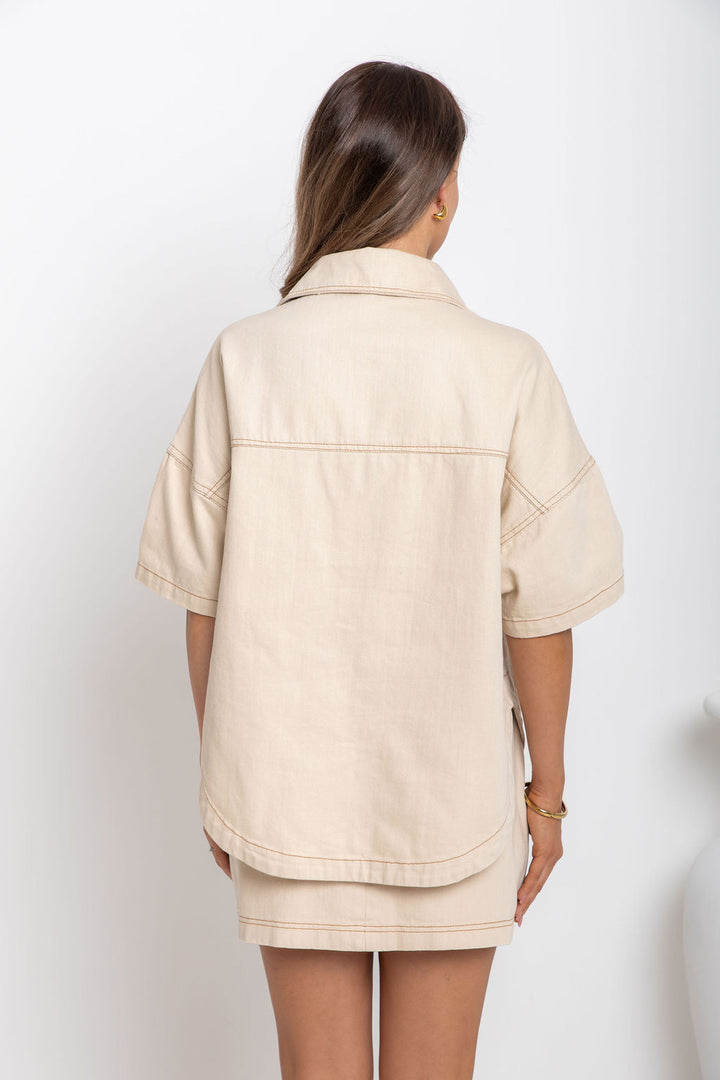 Juno Oversized Denim Shirt - Chai