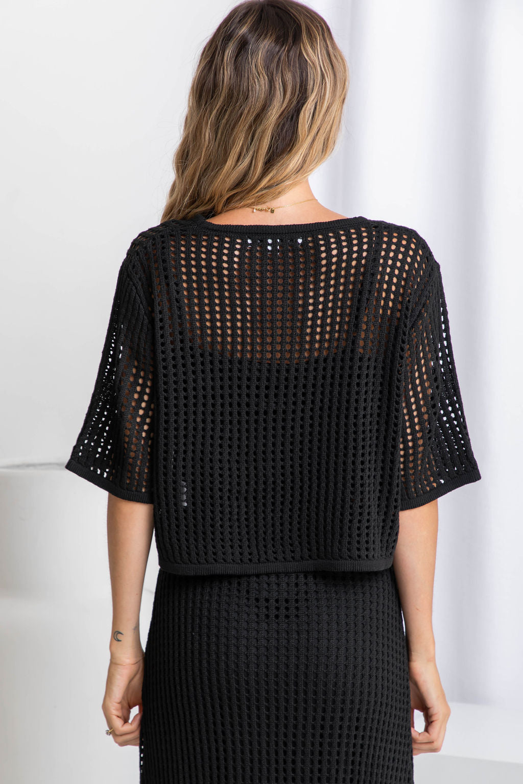 Isabel Crochet Crop Top - Black