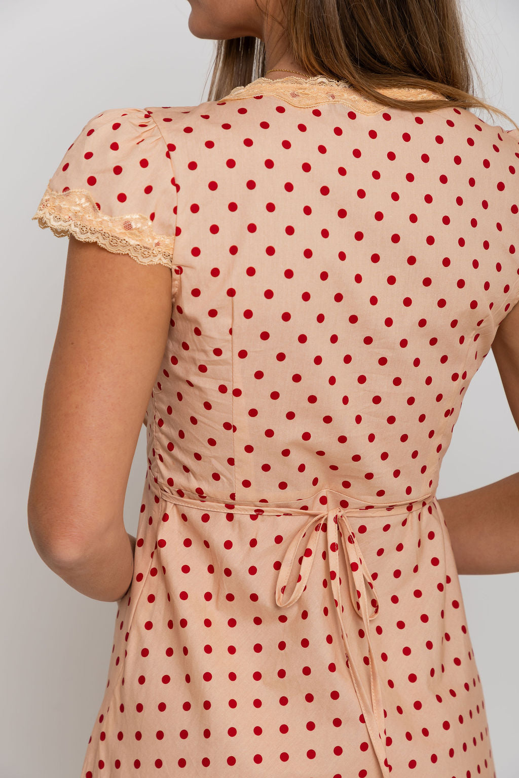 Valentina Polka Dot Maxi Dress - Cream and Red