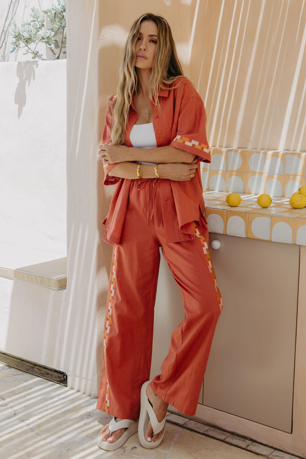 Lumi Linen Pants - Papaya