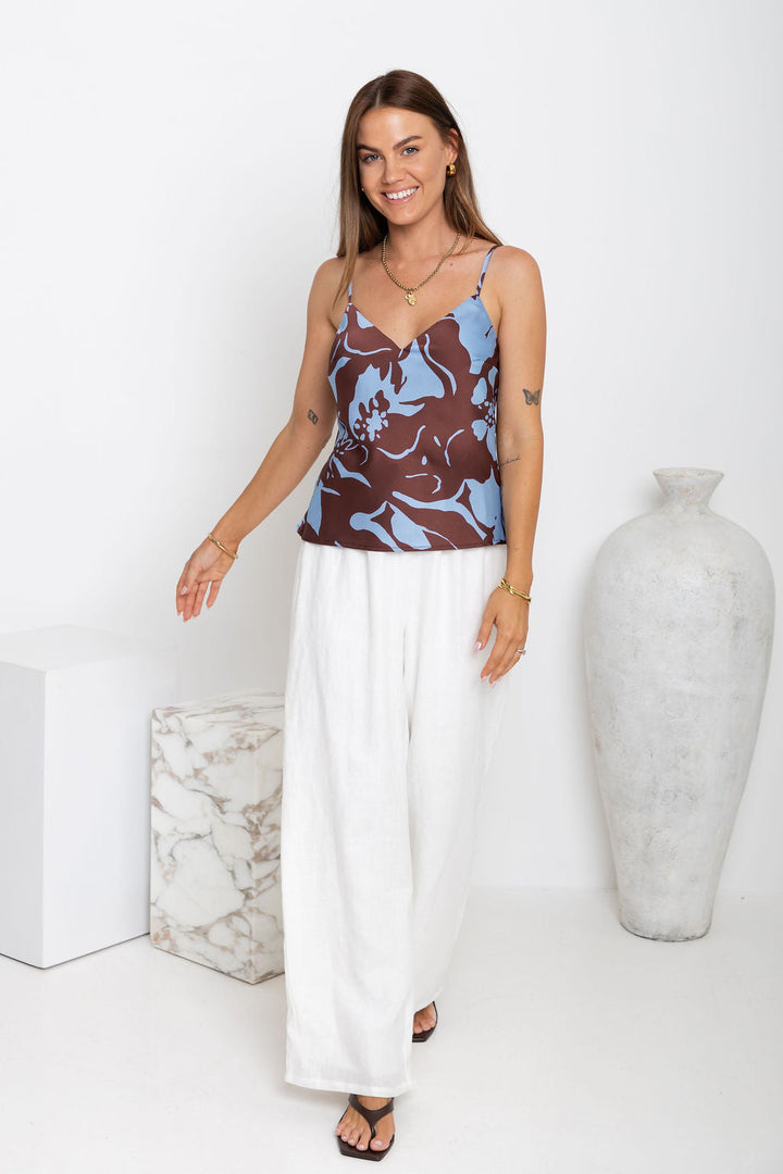 Beau Cami Top - Choc Blue Floral