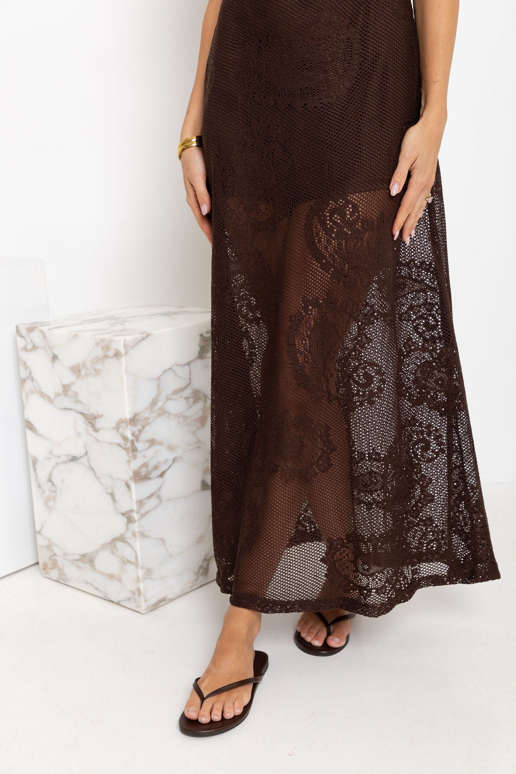 Charlotte Lace Maxi Dress - Choc