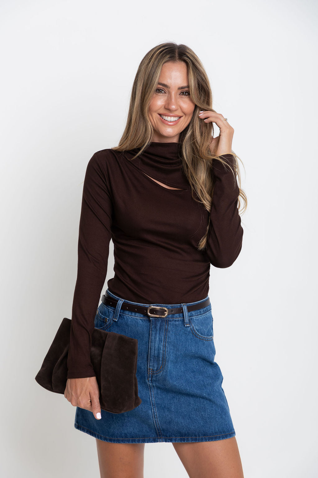 Carolyn Long Sleeve Top - Chocolate