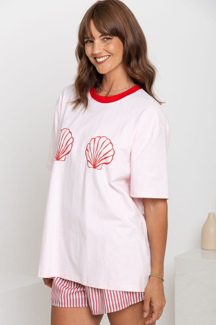 Tulum Shell Print Tee - Pink