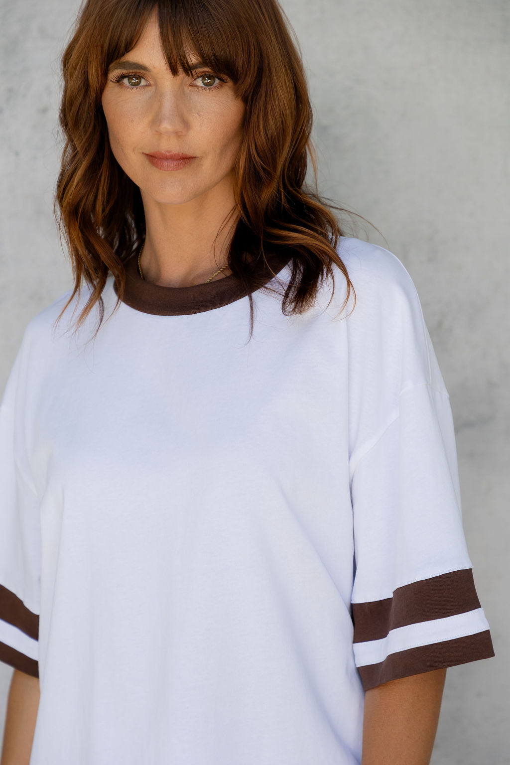 Blake Relaxed-Fit Stripe Tee - White and Chocolate