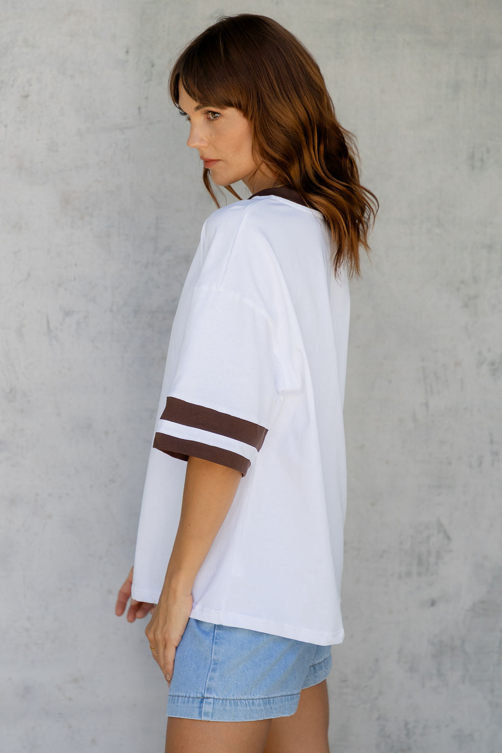 Blake Relaxed-Fit Stripe Tee - White and Chocolate