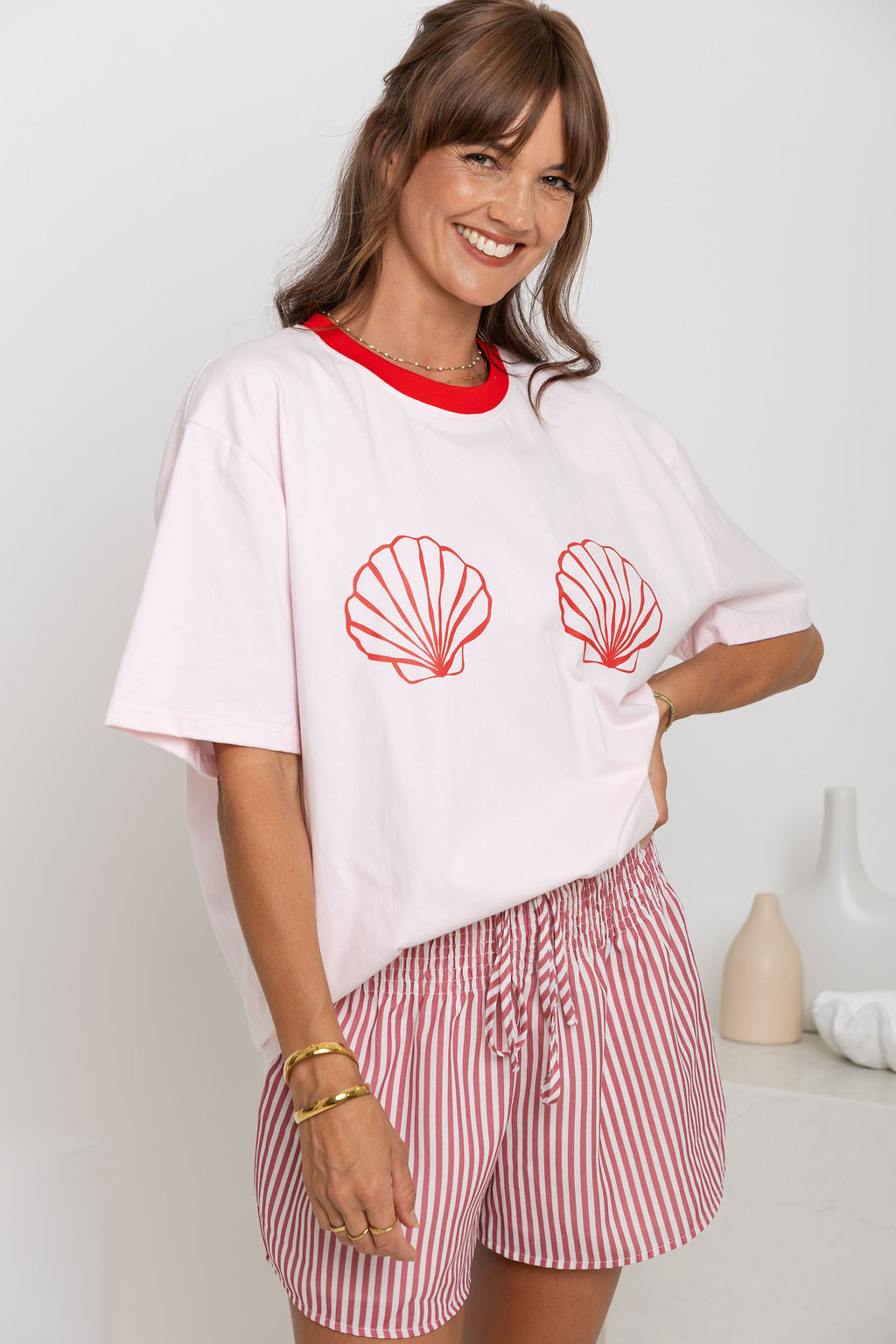 Tulum Shell Print Tee - Pink