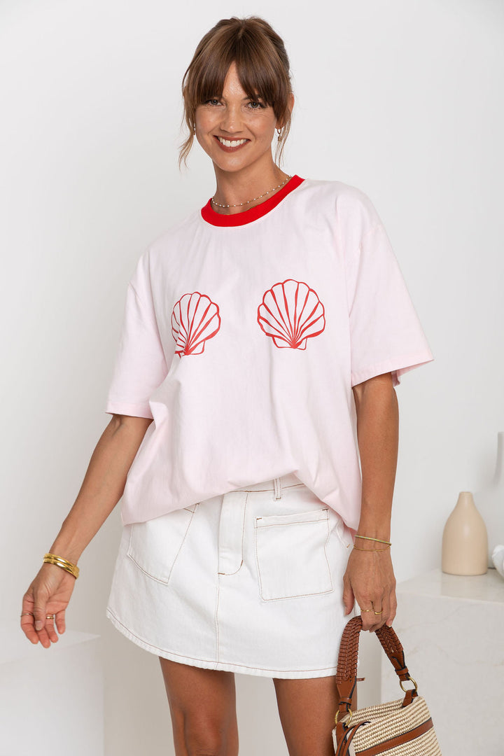Tulum Shell Print Tee - Pink