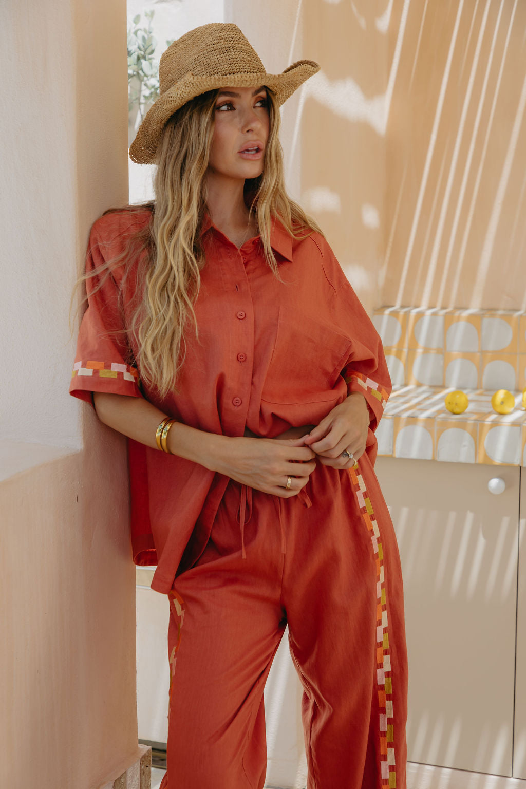 Lumi Linen Pants - Papaya