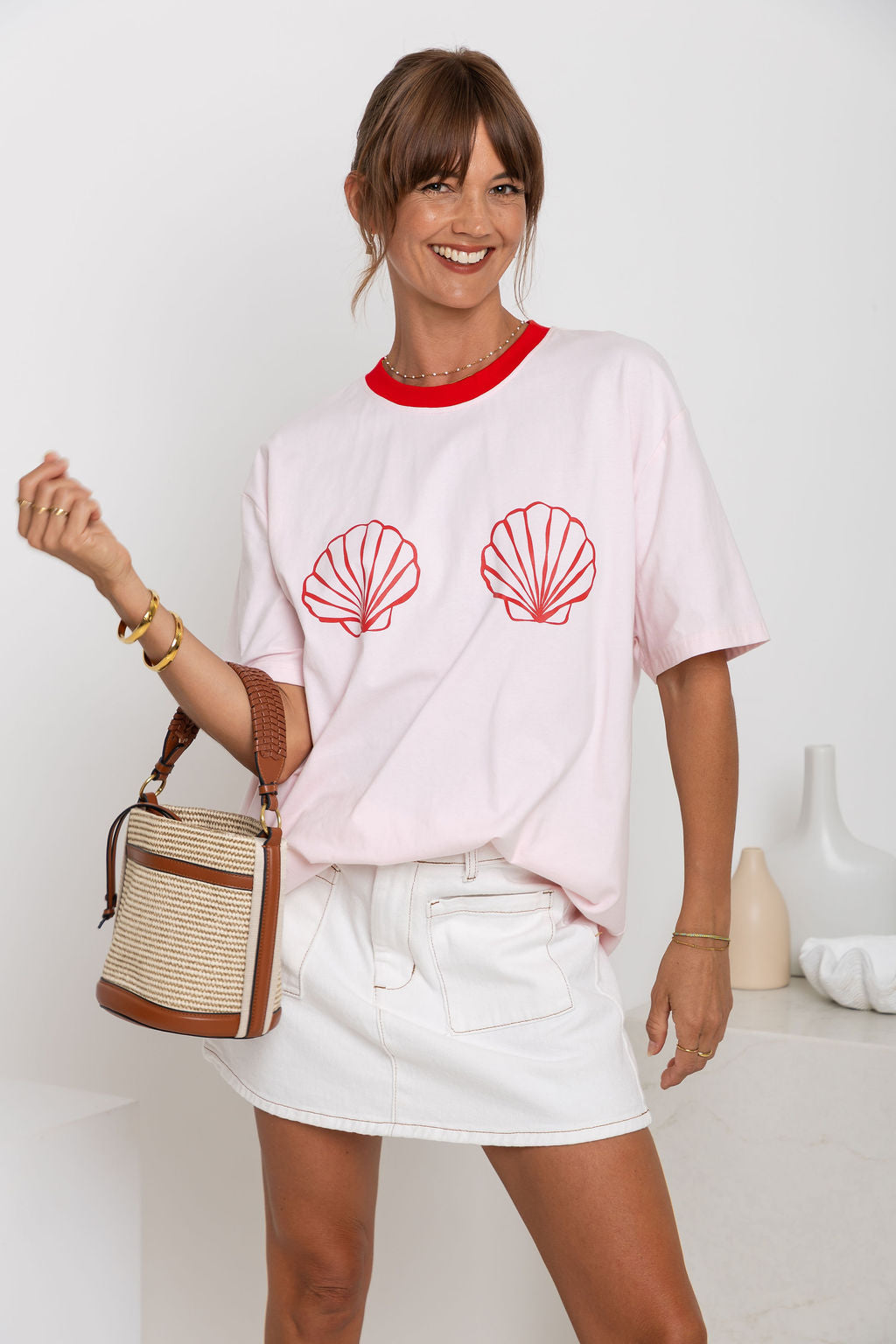 Tulum Shell Print Tee - Pink