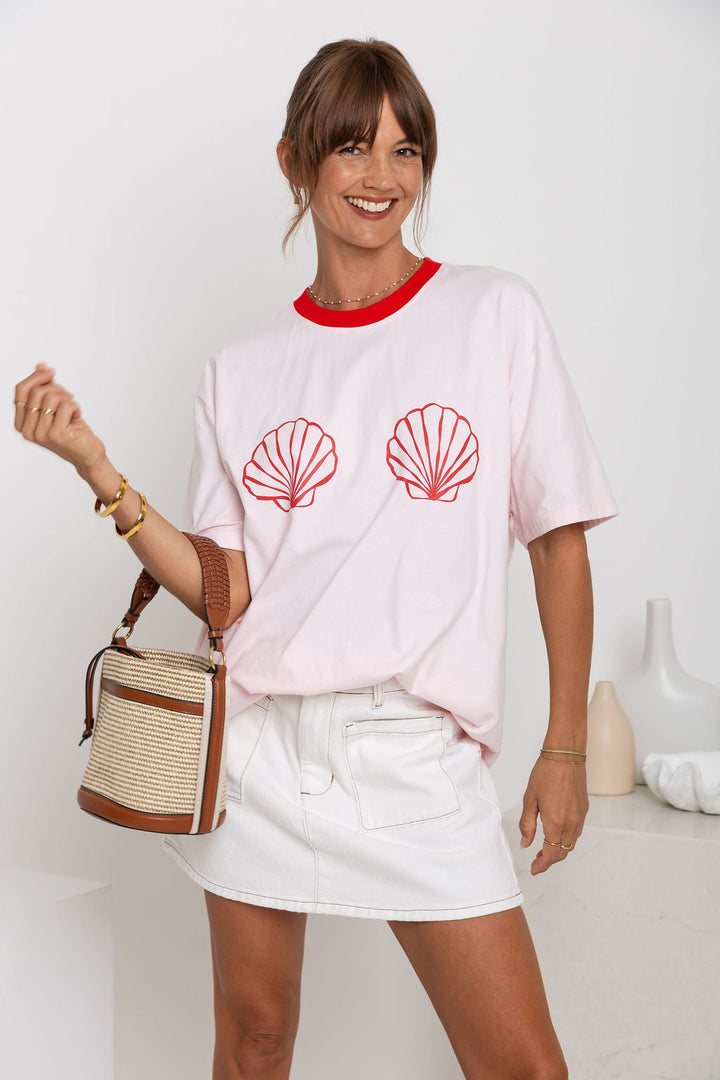 Tulum Shell Print Tee - Pink