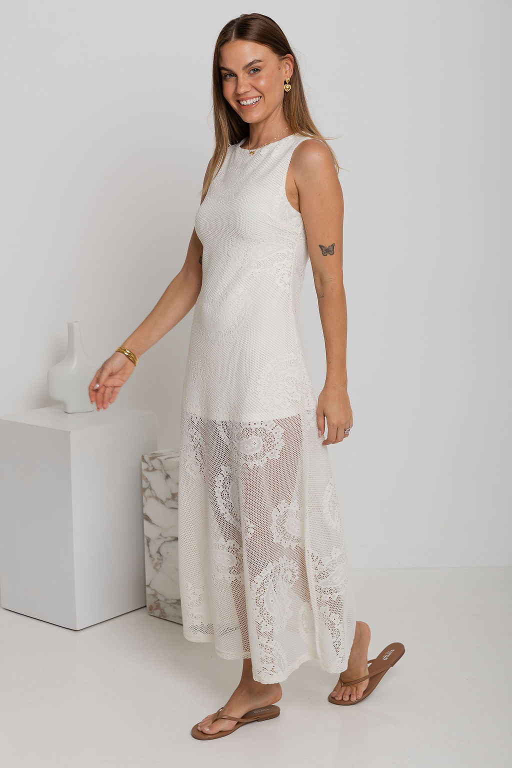 Charlotte Lace Maxi Dress - Cream